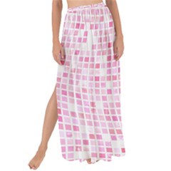 Pink And White Checkered Maxi Chiffon Tie-up Sarong by SpinnyChairDesigns