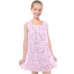 Pink And White Checkered Kids  Cross Back Dress by SpinnyChairDesigns