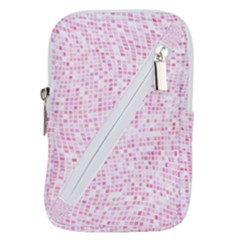 Pink And White Checkered Belt Pouch Bag (small) by SpinnyChairDesigns