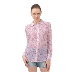 Pink And White Checkered Long Sleeve Chiffon Shirt