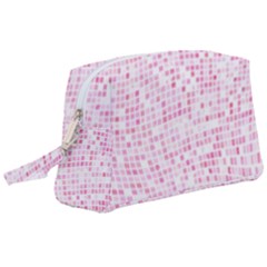 Pink And White Checkered Wristlet Pouch Bag (large) by SpinnyChairDesigns