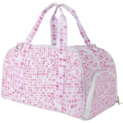 Pink And White Checkered Burner Gym Duffel Bag by SpinnyChairDesigns