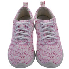 Pink And White Checkered Mens Athletic Shoes by SpinnyChairDesigns