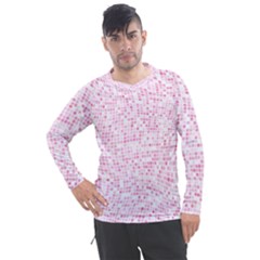 Pink And White Checkered Men s Pique Long Sleeve Tee