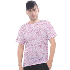 Pink And White Checkered Men s Sport Top by SpinnyChairDesigns