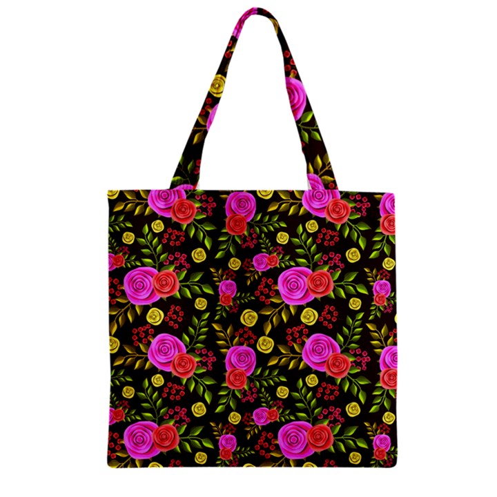 Background Rose Wallpaper Zipper Grocery Tote Bag