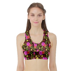 Background Rose Wallpaper Sports Bra With Border