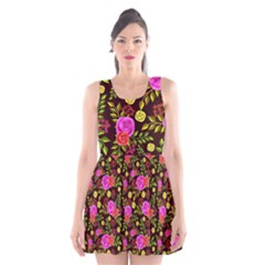 Background Rose Wallpaper Scoop Neck Skater Dress