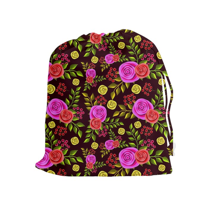 Background Rose Wallpaper Drawstring Pouch (XL)