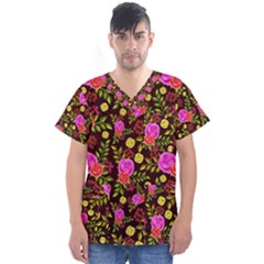 Background Rose Wallpaper Men s V-neck Scrub Top