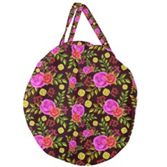 Background Rose Wallpaper Giant Round Zipper Tote