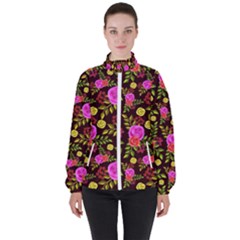 Background Rose Wallpaper Women s High Neck Windbreaker by HermanTelo