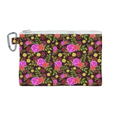 Background Rose Wallpaper Canvas Cosmetic Bag (medium)