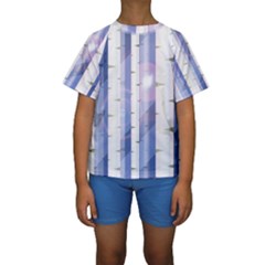 Birch Tree Forest Digital Kids  Short Sleeve Swimwear by Mariart