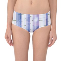 Birch Tree Forest Digital Mid-waist Bikini Bottoms by Mariart