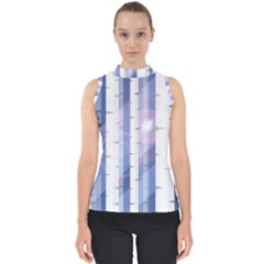 Birch Tree Forest Digital Mock Neck Shell Top by Mariart