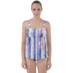 Birch Tree Forest Digital Twist Front Tankini Set by Mariart