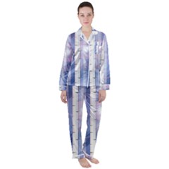 Birch Tree Forest Digital Satin Long Sleeve Pyjamas Set