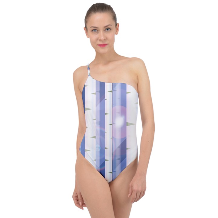 Birch Tree Forest Digital Classic One Shoulder Swimsuit