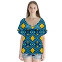 Geometric Abstract Diamond V-Neck Flutter Sleeve Top View1