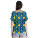 Geometric Abstract Diamond V-Neck Flutter Sleeve Top View2