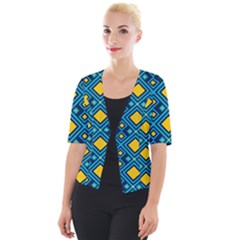 Geometric Abstract Diamond Cropped Button Cardigan by tmsartbazaar