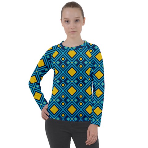 Geometric Abstract Diamond Women s Long Sleeve Raglan Tee by tmsartbazaar