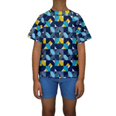 Geometric Hypnotic Shapes Kids  Short Sleeve Swimwear by tmsartbazaar