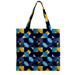 Geometric Hypnotic Shapes Zipper Grocery Tote Bag by tmsartbazaar