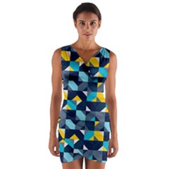 Geometric Hypnotic Shapes Wrap Front Bodycon Dress by tmsartbazaar