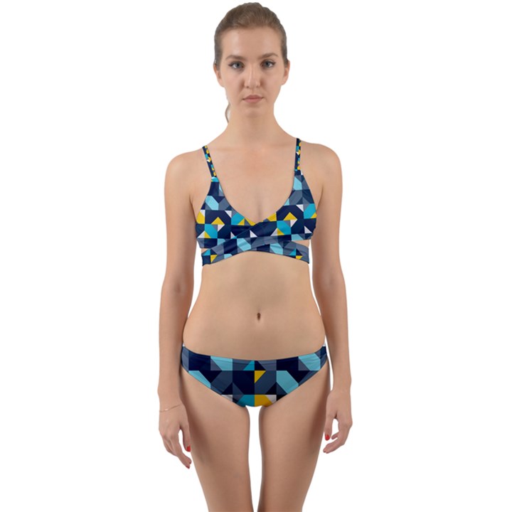 Geometric Hypnotic Shapes Wrap Around Bikini Set