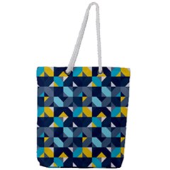 Geometric Hypnotic Shapes Full Print Rope Handle Tote (large) by tmsartbazaar