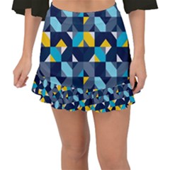 Geometric Hypnotic Shapes Fishtail Mini Chiffon Skirt by tmsartbazaar