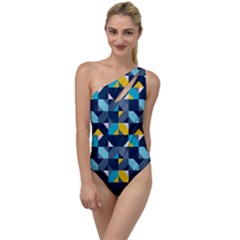 Geometric Hypnotic Shapes To One Side Swimsuit