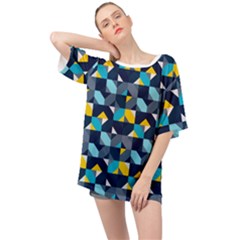 Geometric Hypnotic Shapes Oversized Chiffon Top by tmsartbazaar