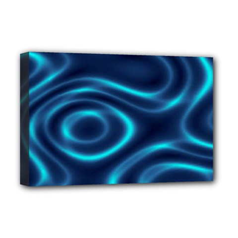 Blue Wavy Deluxe Canvas 18  X 12  (stretched)