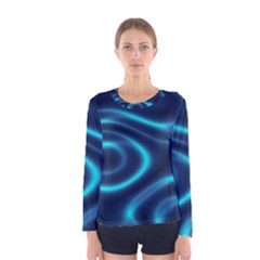 Blue Wavy Women s Long Sleeve Tee