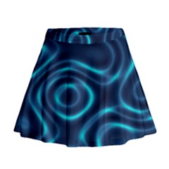 Blue Wavy Mini Flare Skirt by Sabelacarlos