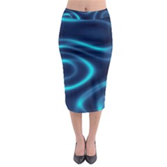 Blue Wavy Midi Pencil Skirt by Sabelacarlos