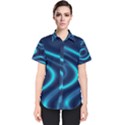 Blue Wavy Women s Short Sleeve Shirt View1