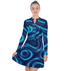 Blue Wavy Long Sleeve Panel Dress by Sabelacarlos