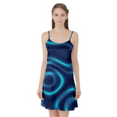 Blue Wavy Satin Night Slip by Sabelacarlos