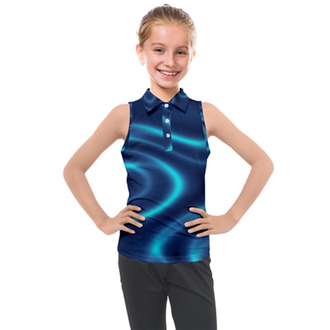 Blue Wavy Kids  Sleeveless Polo Tee by Sabelacarlos