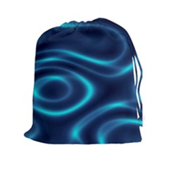 Blue Wavy Drawstring Pouch (2xl) by Sabelacarlos