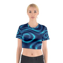 Blue Wavy Cotton Crop Top