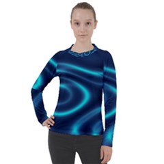 Blue Wavy Women s Pique Long Sleeve Tee