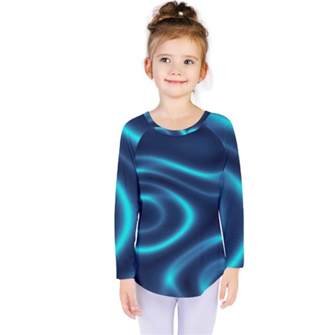 Blue Wavy Kids  Long Sleeve Tee by Sabelacarlos