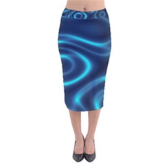 Blue Wavy Velvet Midi Pencil Skirt by Sabelacarlos