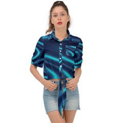 Blue Wavy Tie Front Shirt  by Sabelacarlos