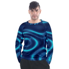 Blue Wavy Men s Long Sleeve Raglan Tee